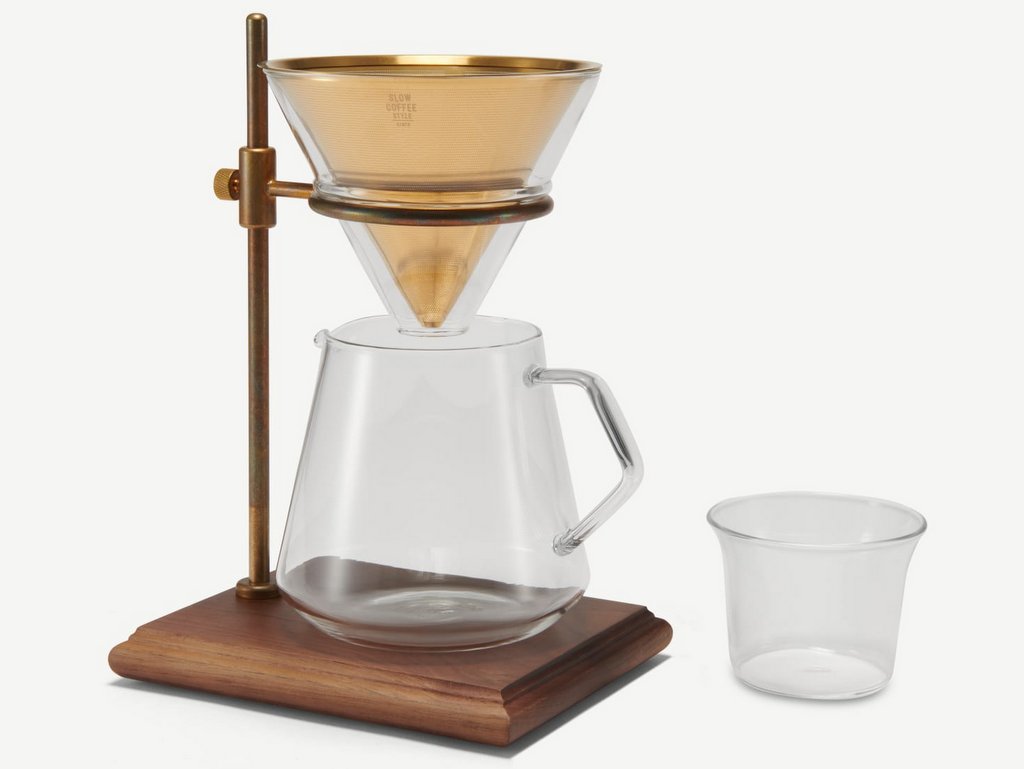 cafetière filtre bois et laiton