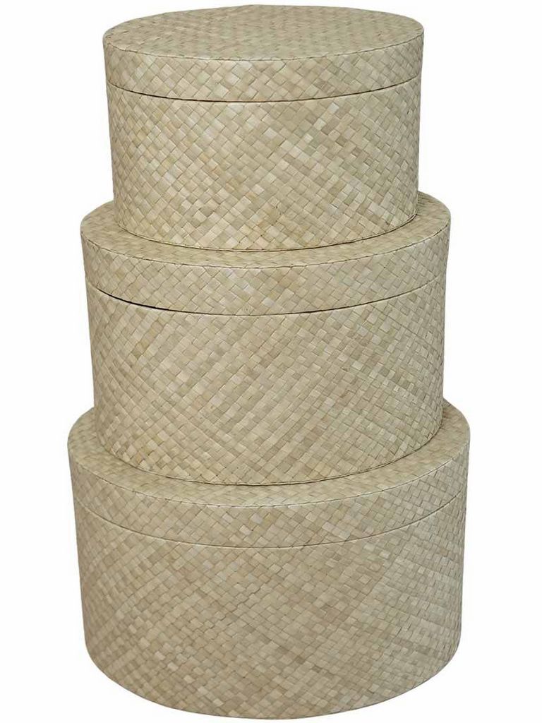 boites rondes en fibres tressées