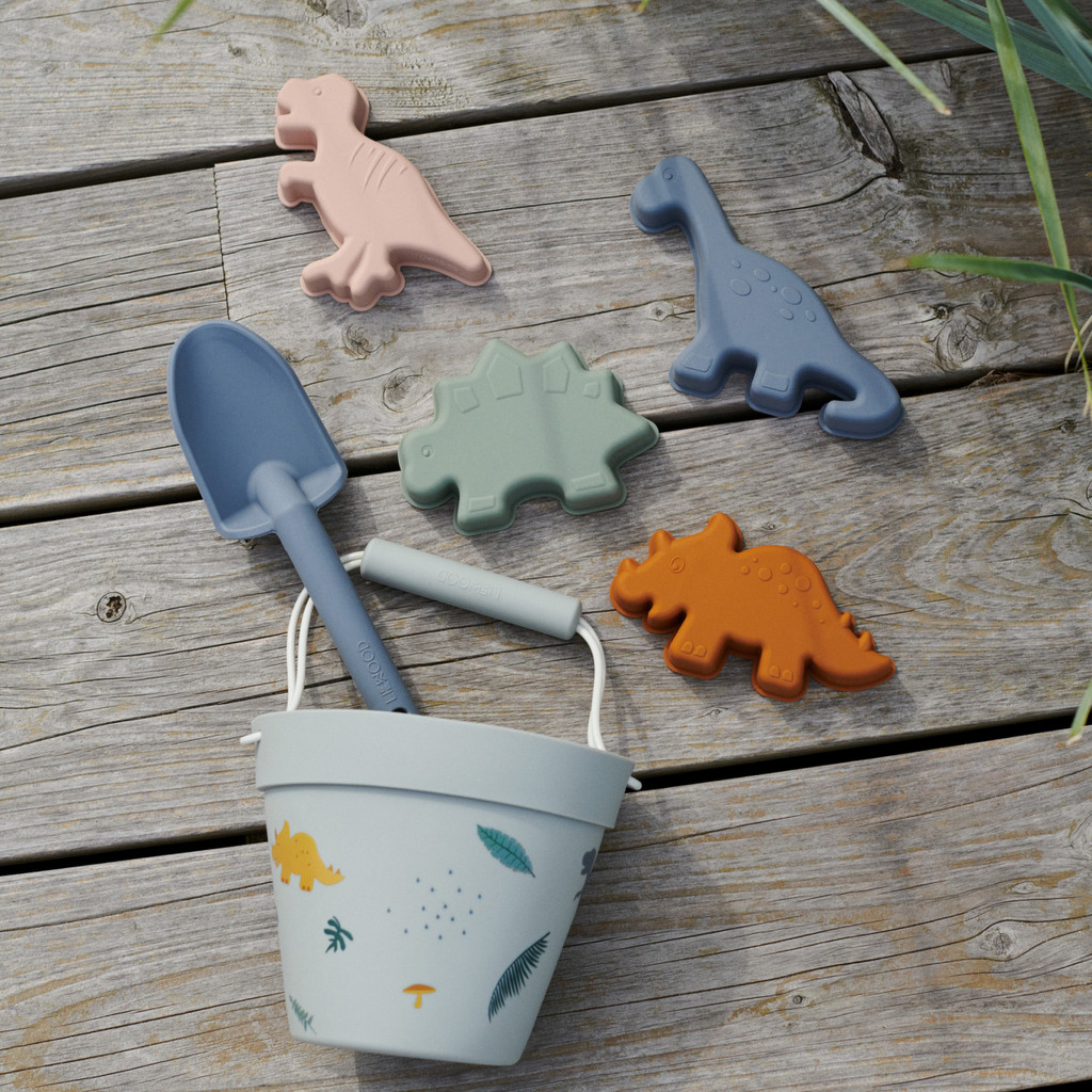 seau de plage et accessoires dinosaure