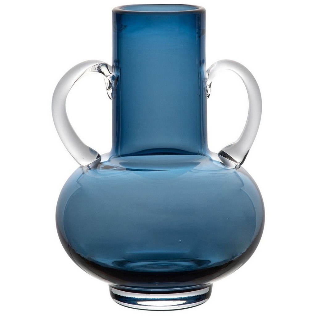 vase à anse en verre bleu