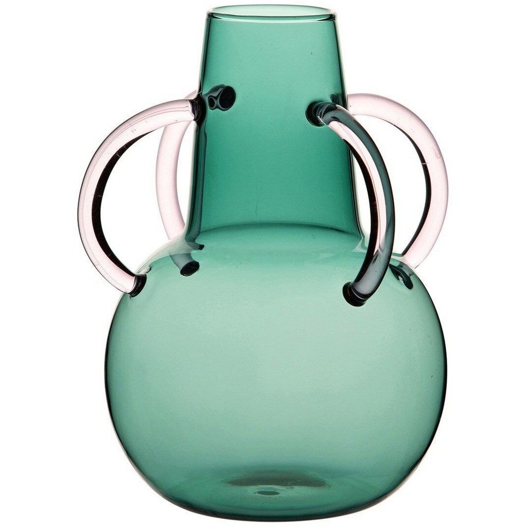 vase à anse en verre vert