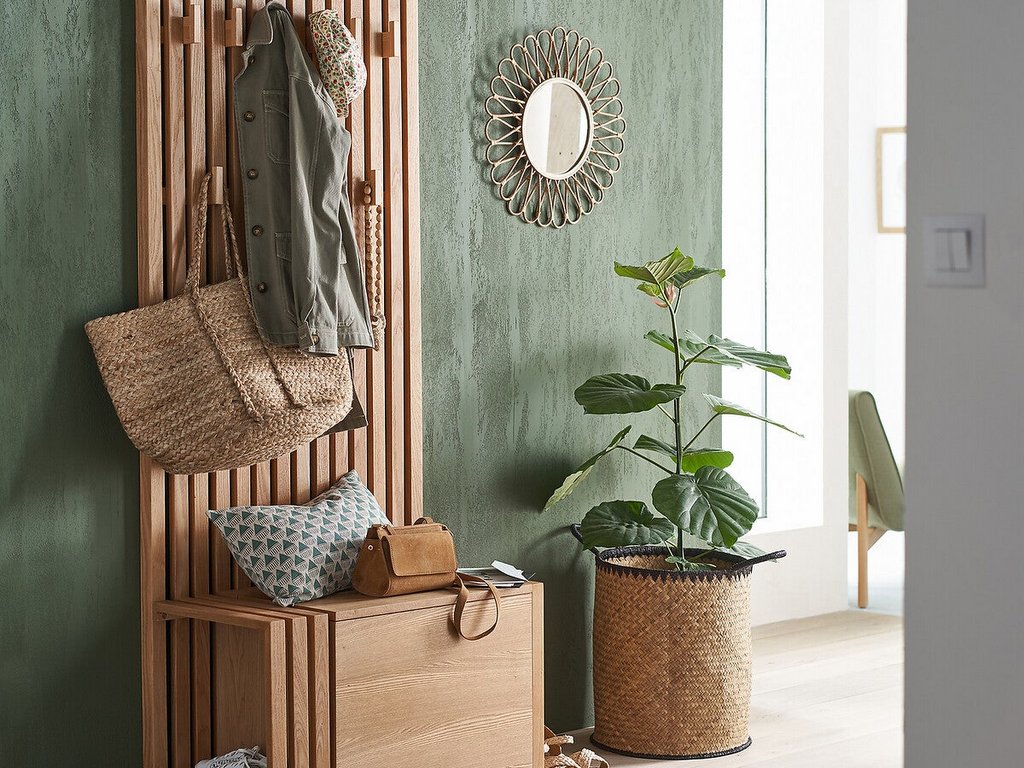 déco entrée mur vert