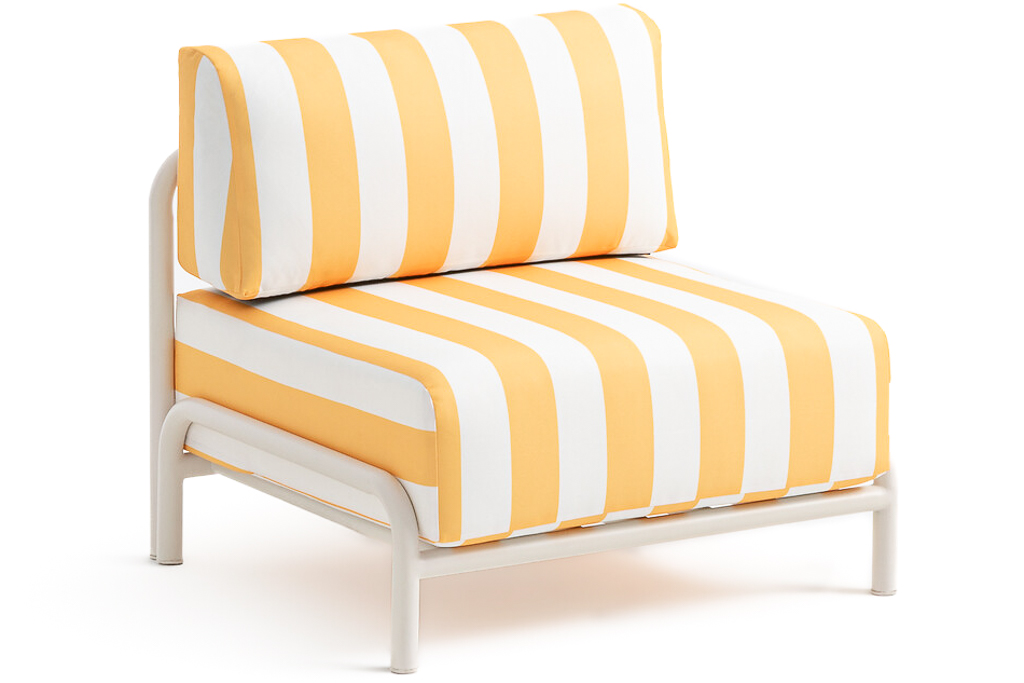 fauteuil de jardin rayé jaune et blanc