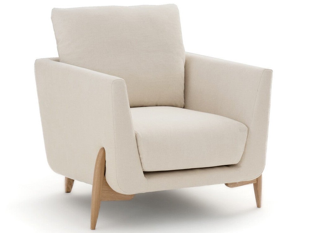 fauteuil design écru et bois