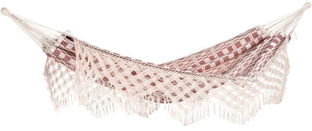 hamac blanc et bordeaux macramé