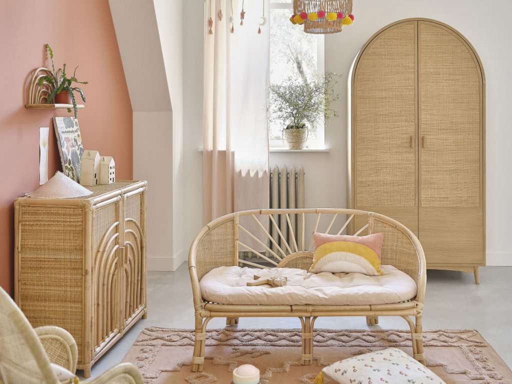 banc et armoire rotin enfant