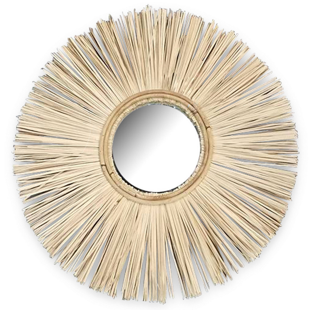 miroir rond en raphia