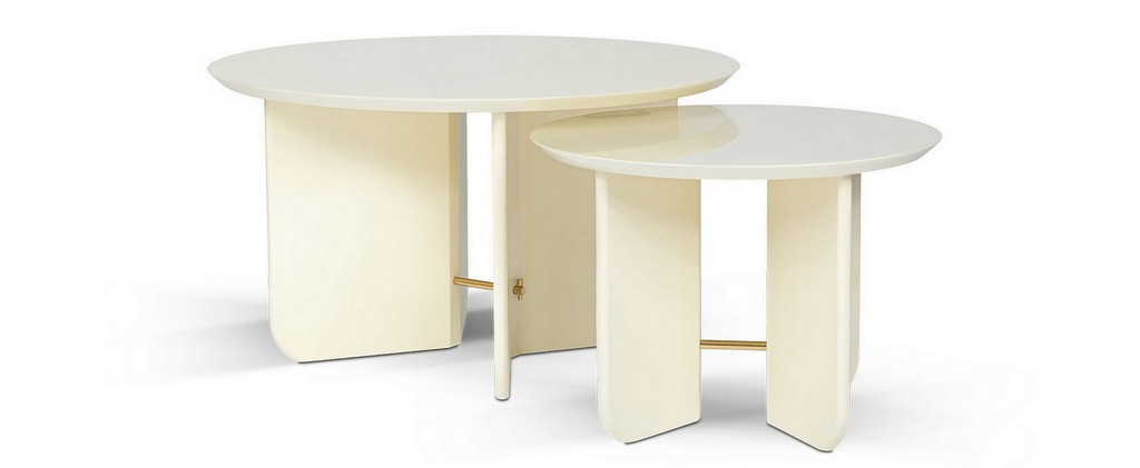 table basse ronde laque blanche