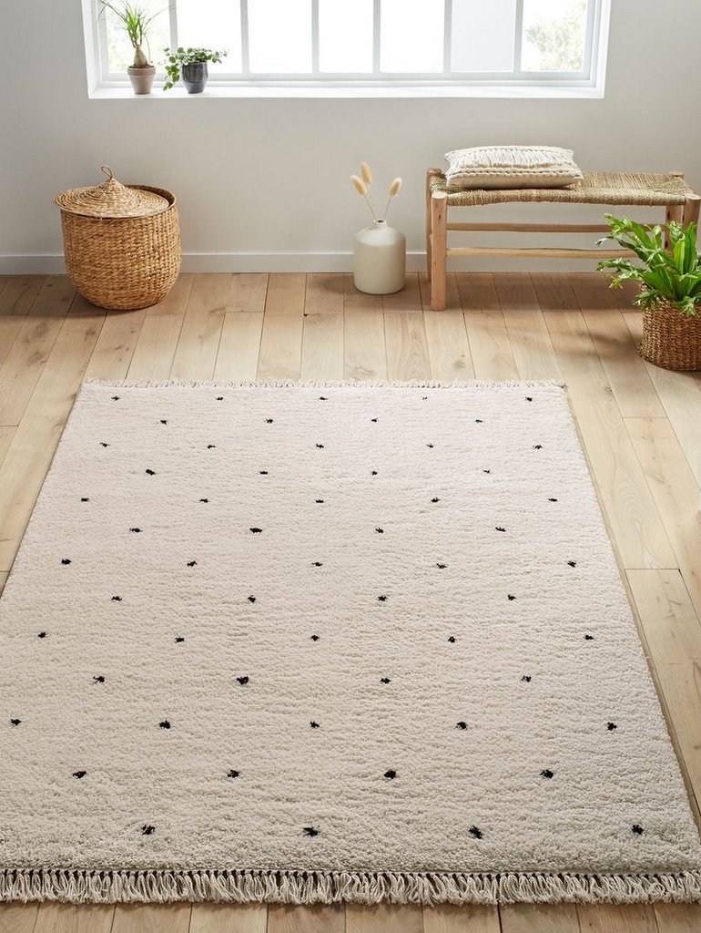 tapis berbère blanc pois noirs