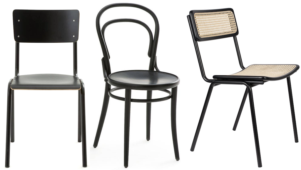 chaises dépareillées noires