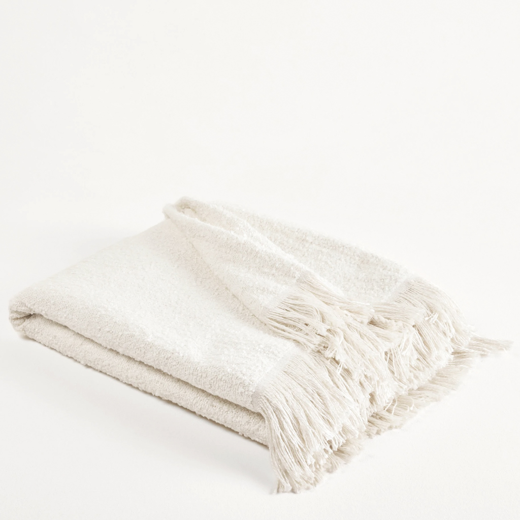 plaid blanc laine bouclée