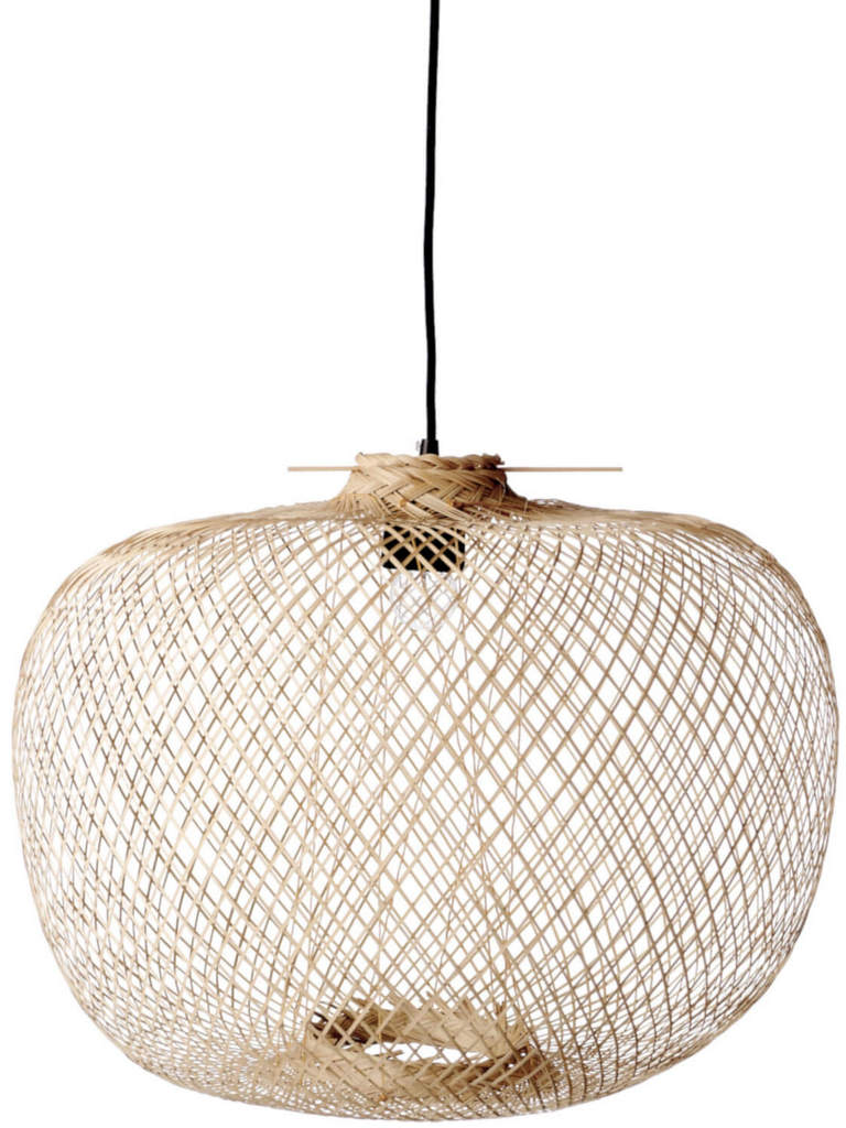suspension boule en rotin