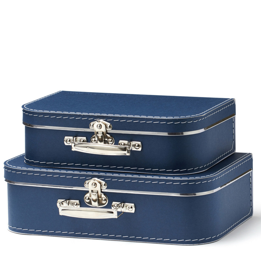 valise en carton bleu marine