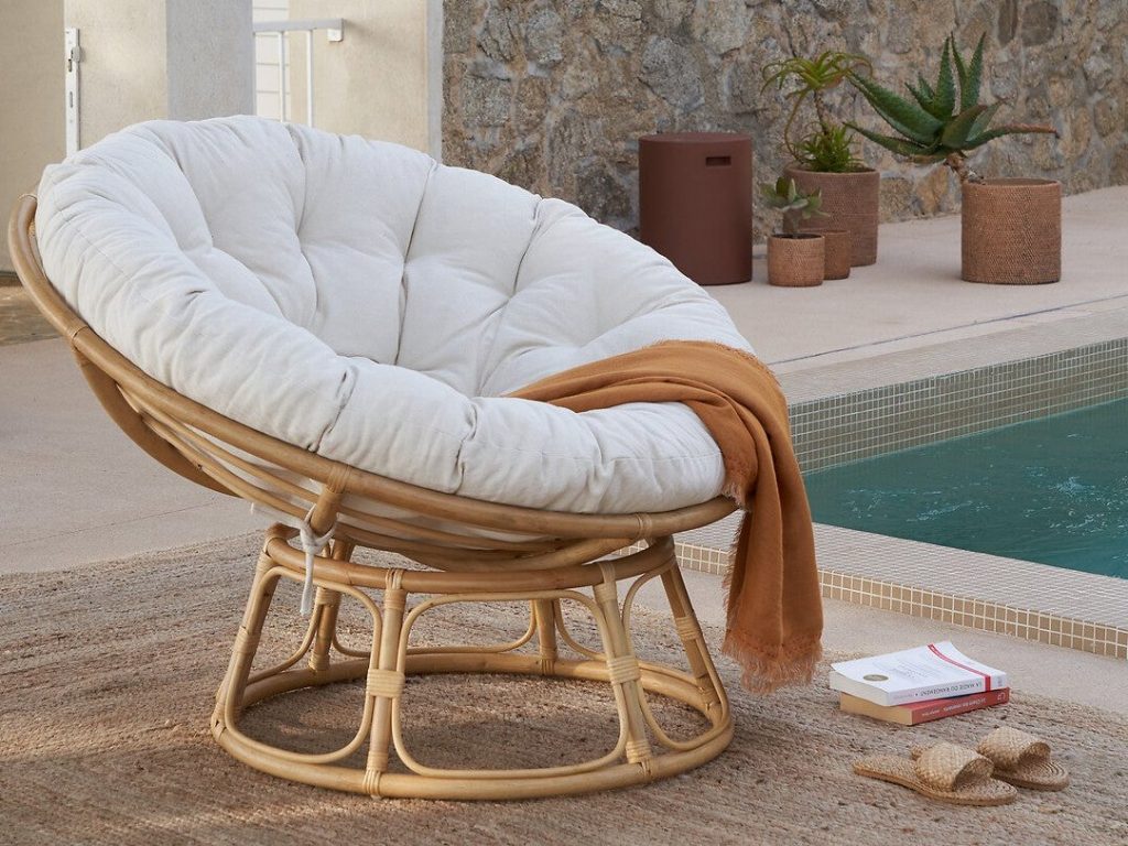 fauteuil en rotin rond jardin