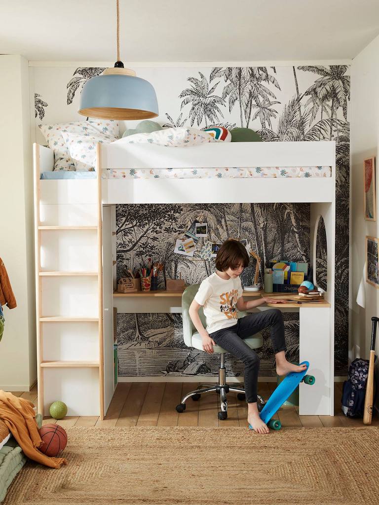 lit mezzanine avec bureau et rangements