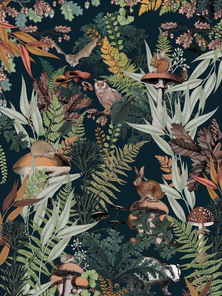 papier panoramique animaux de la forêt