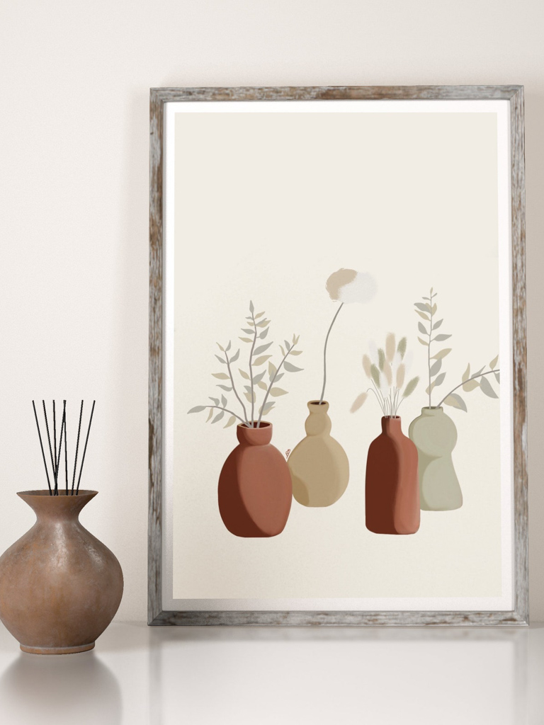 affiche beige et terracotta