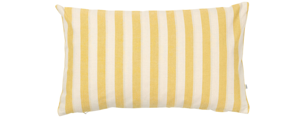 coussin rayé jaune paille