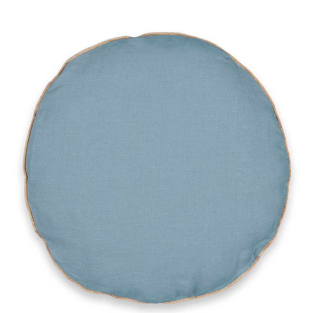 coussin rond bleu gris