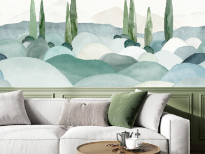 décoration vert et bleu salon