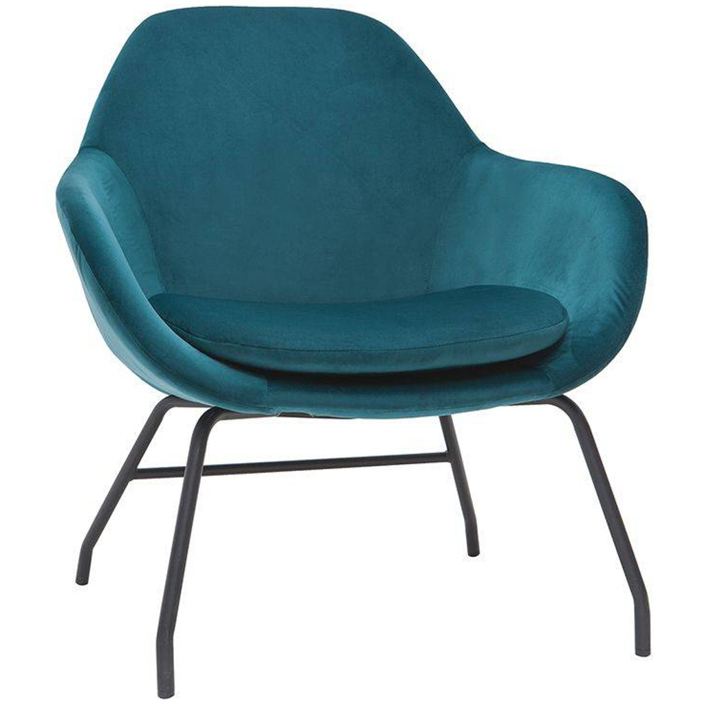 fauteuil velours bleu canard