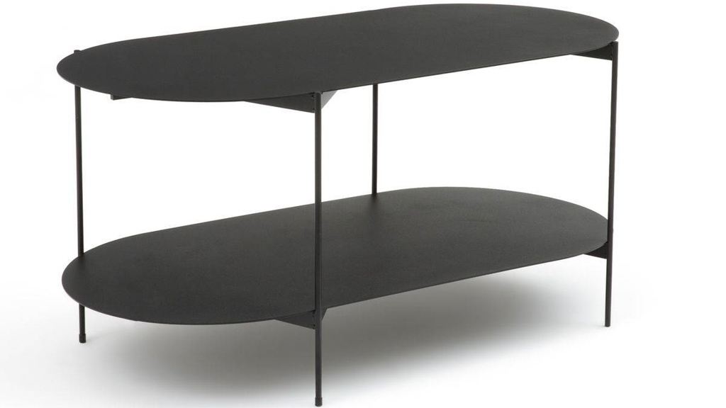 table basse noire double plateau