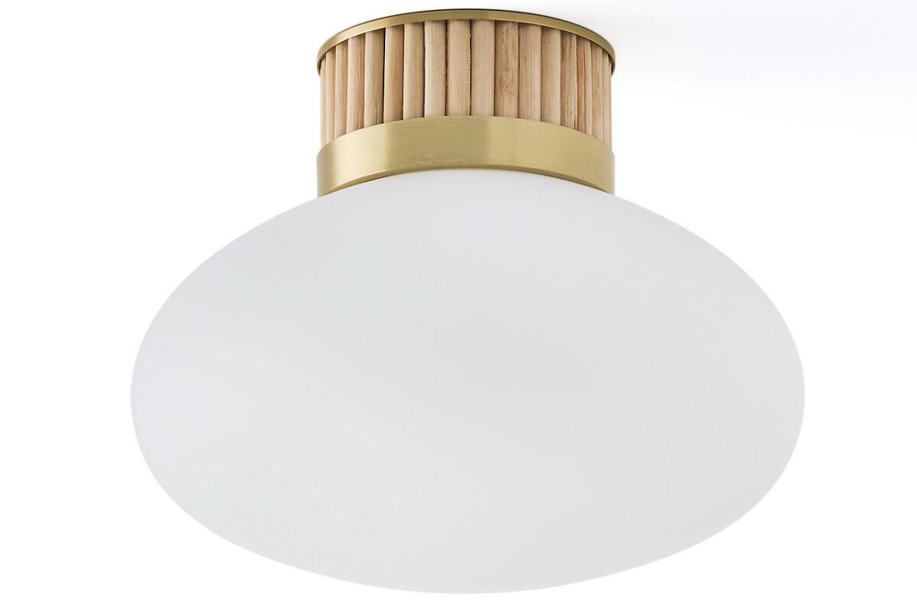 plafonnier baguette bambou et opaline