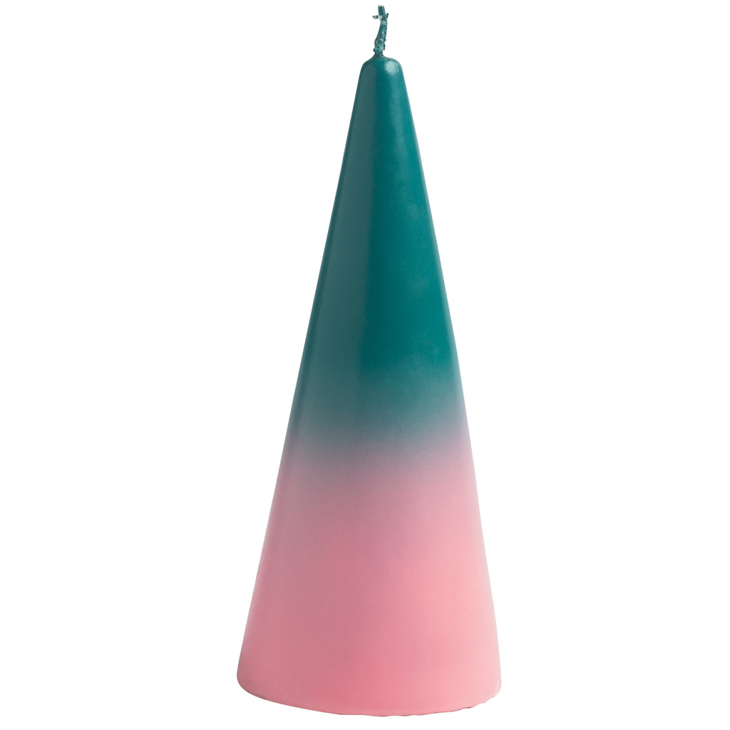 bougie cône rose et bleue