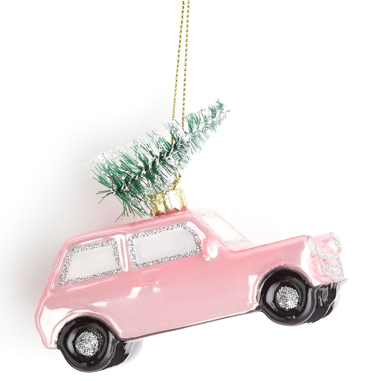 boule de noël voiture rose