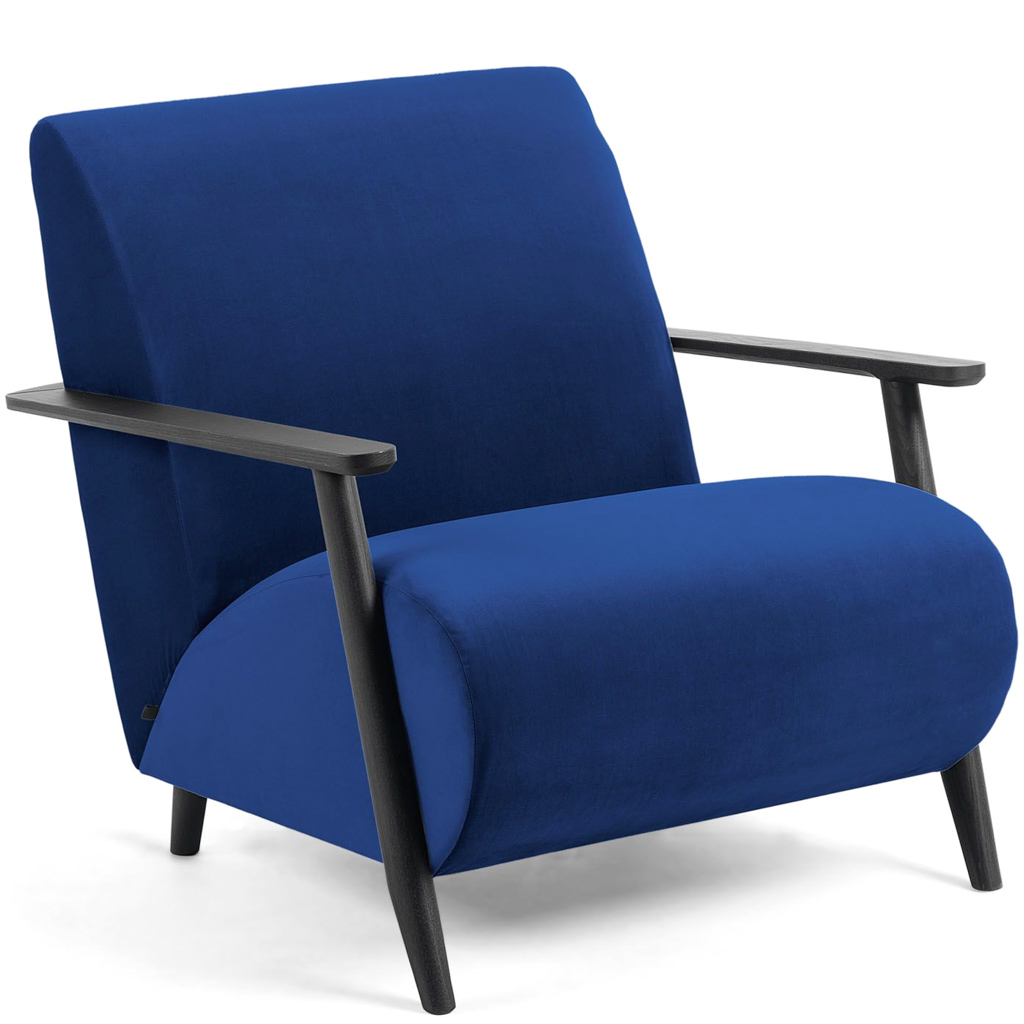 fauteuil velours bleu klein