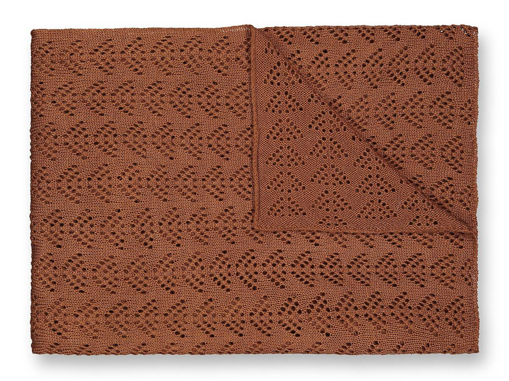 plaid en maille ajourée terracotta