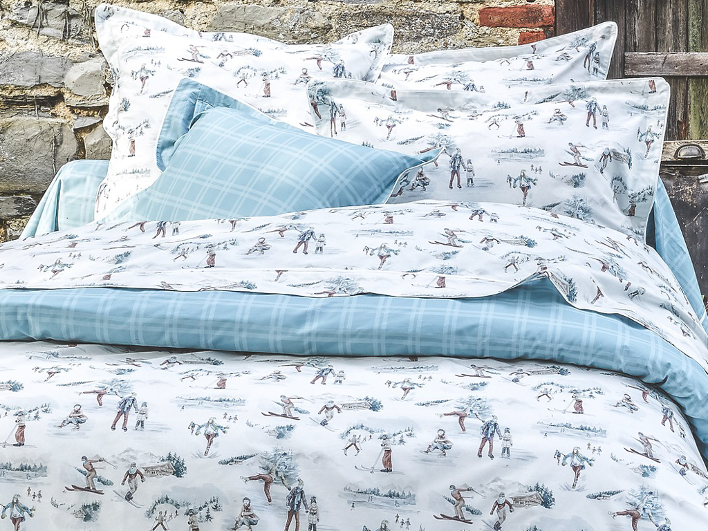 linge de lit motif montagne