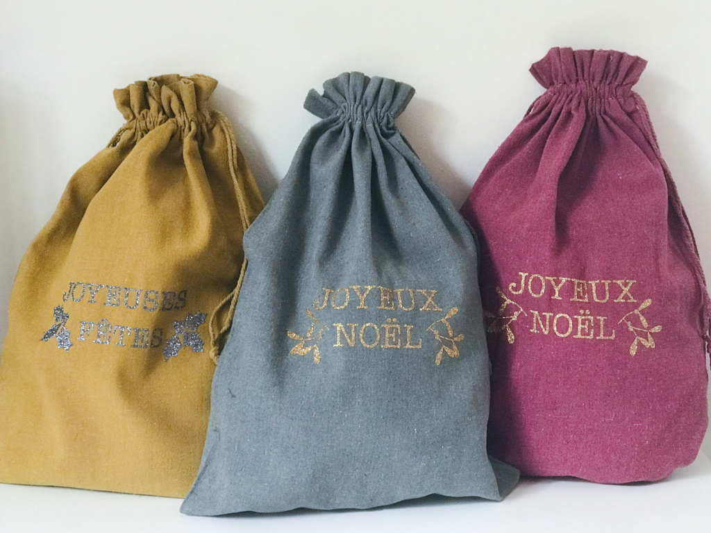 sachet cadeau tissu noël