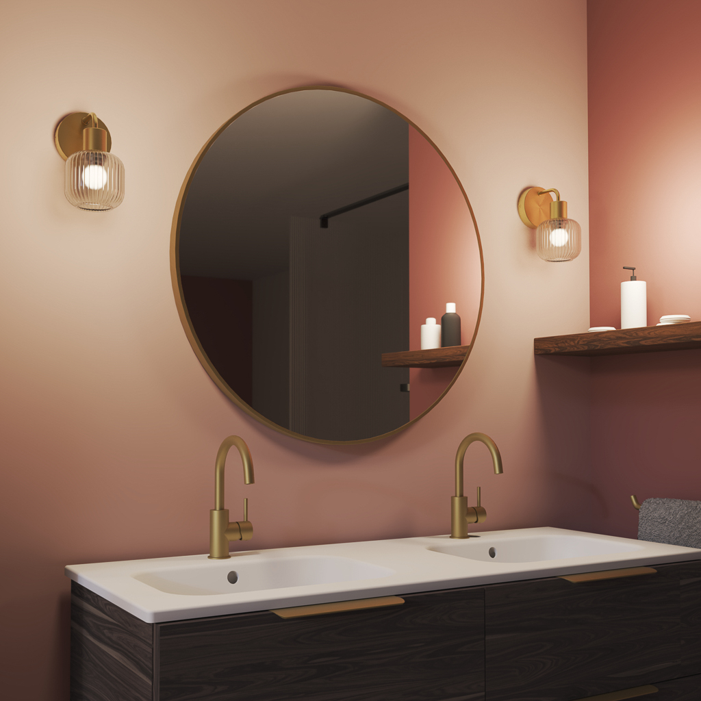 applique de salle de bain laiton et verre strié