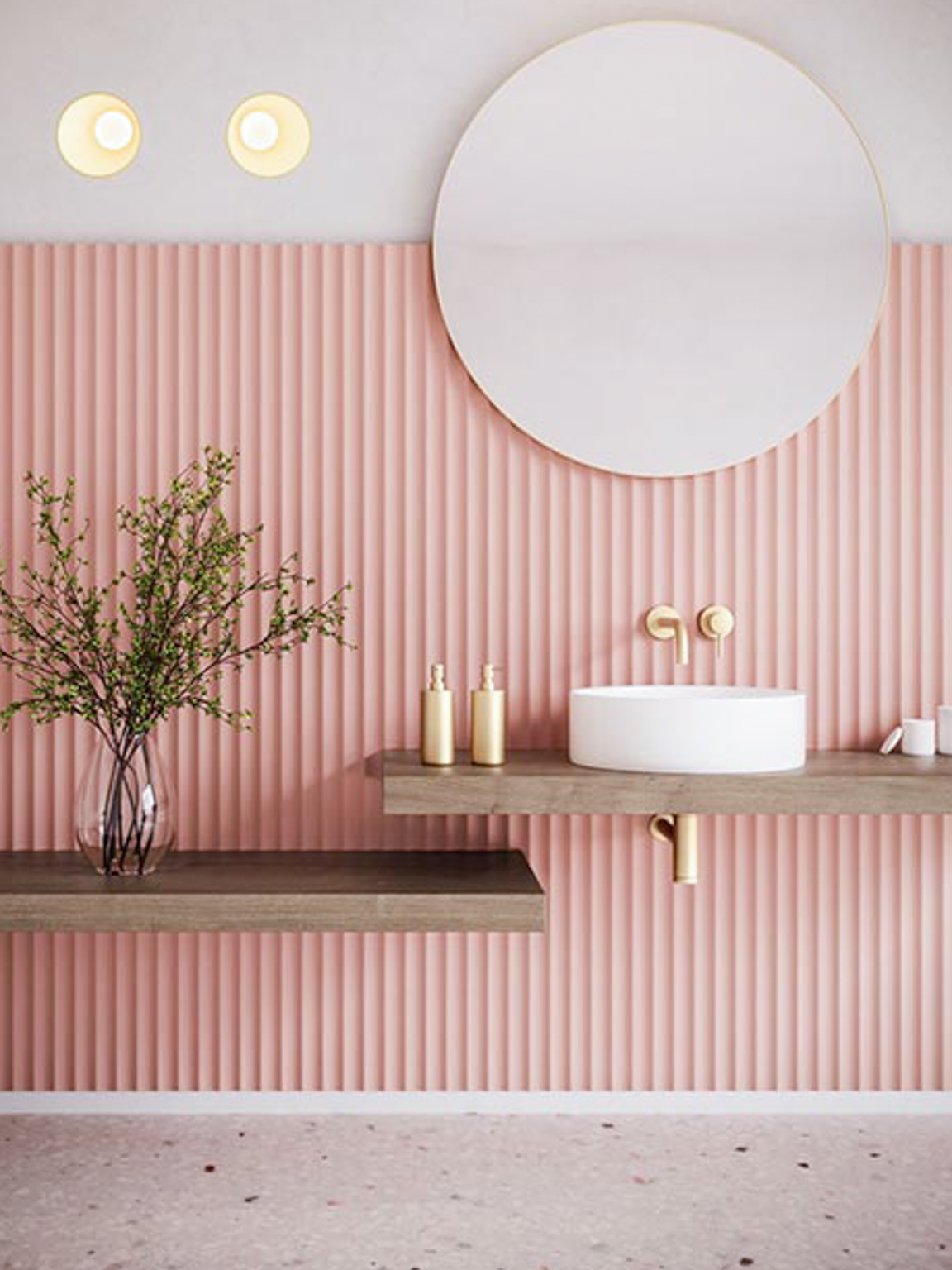 carrelage mural rose salle de bain