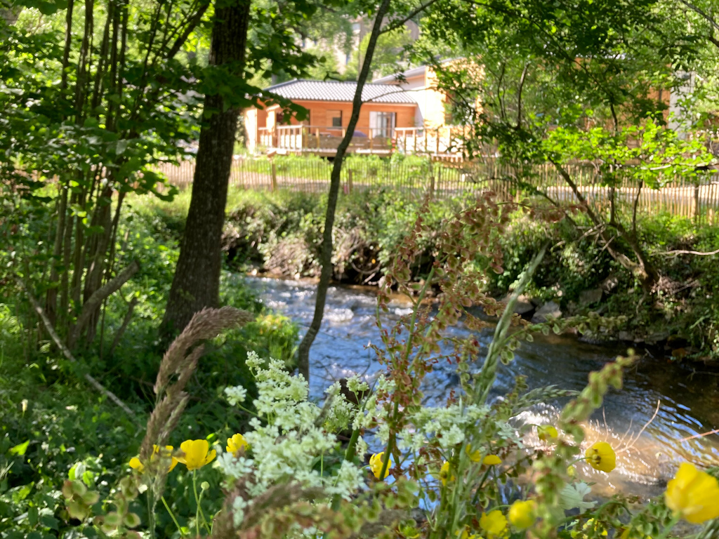 maison en bois au bord de l'eau