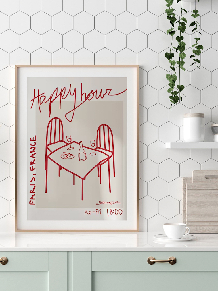 affiche cuisine moderne rouge et blanc