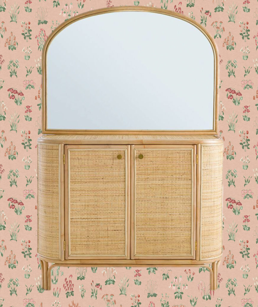 buffet en rotin avec miroir