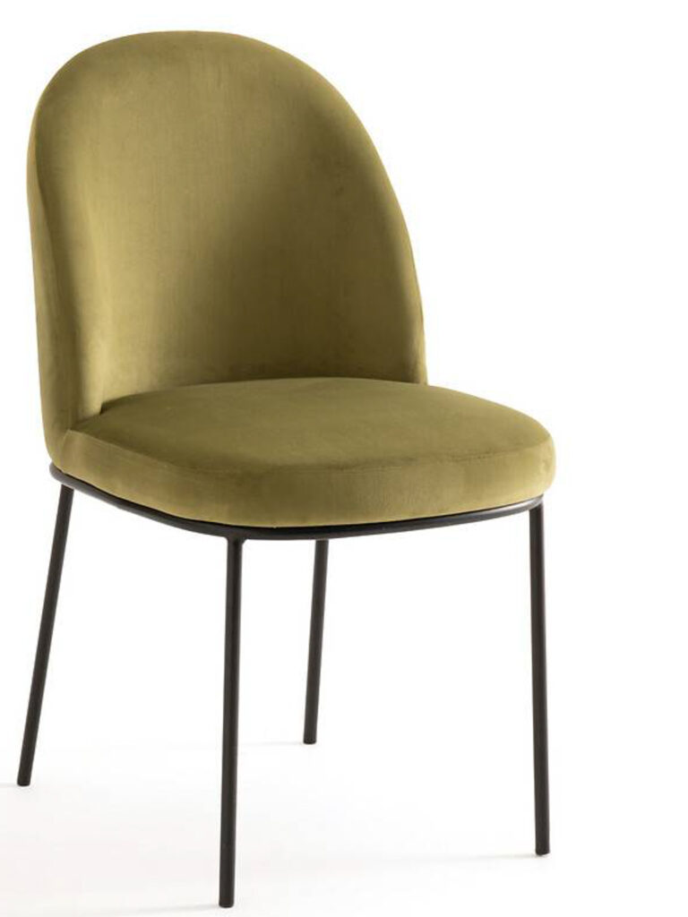 chaise en velours vert olive