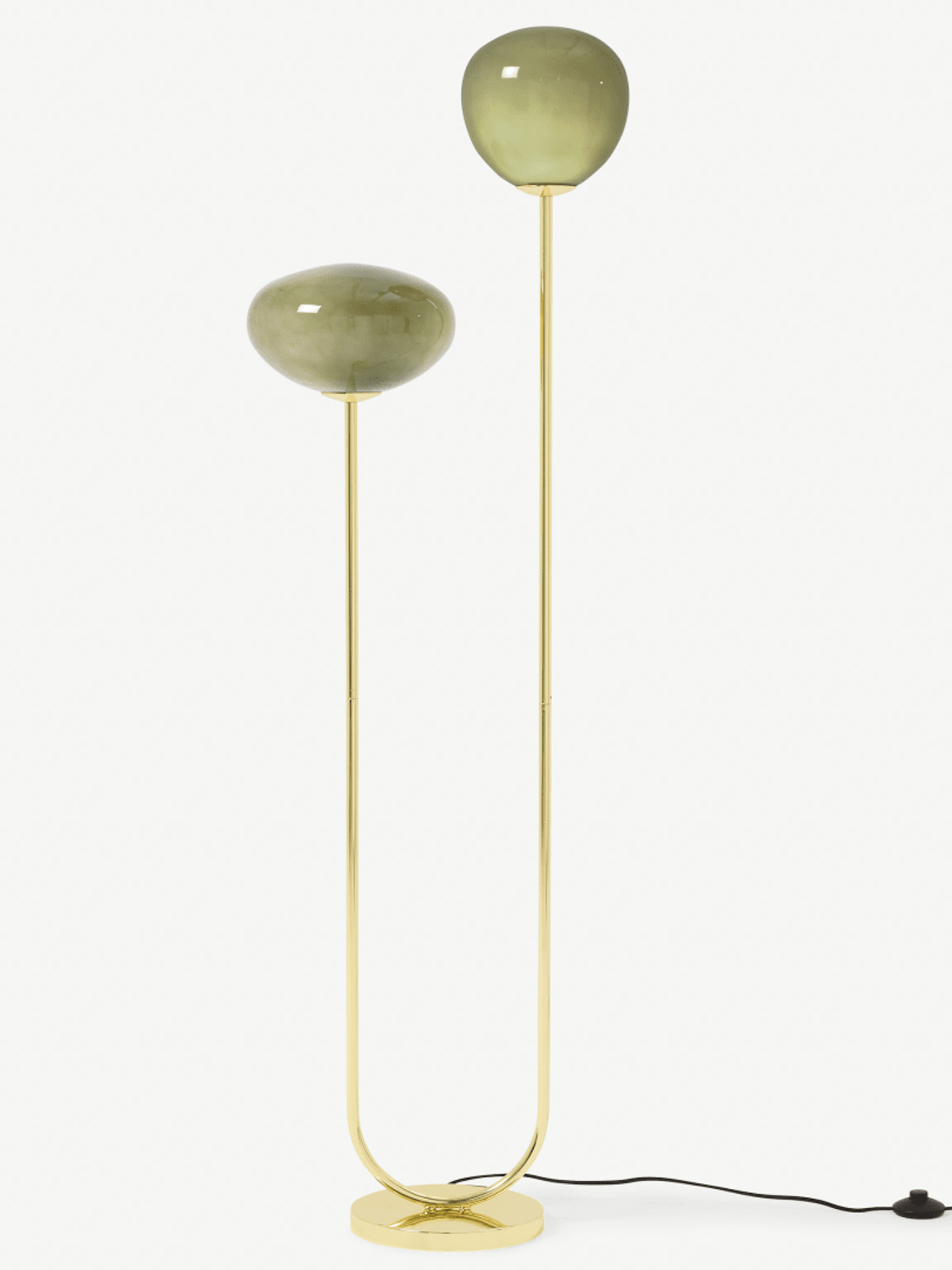 lampadaire vert olive et laiton