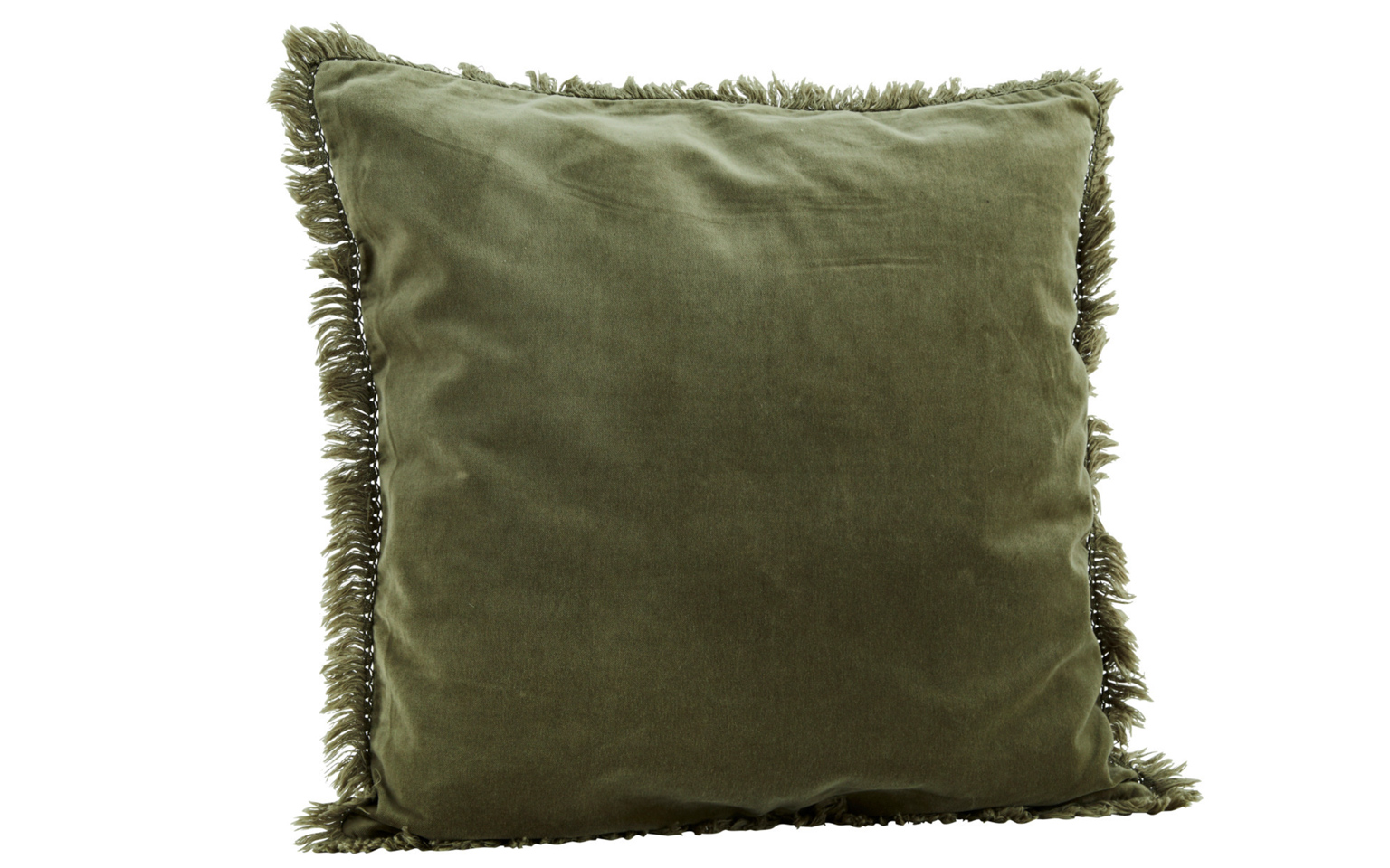 coussin velours vert olive