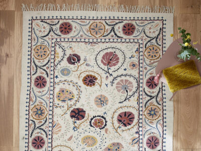 tapis coton fleuri