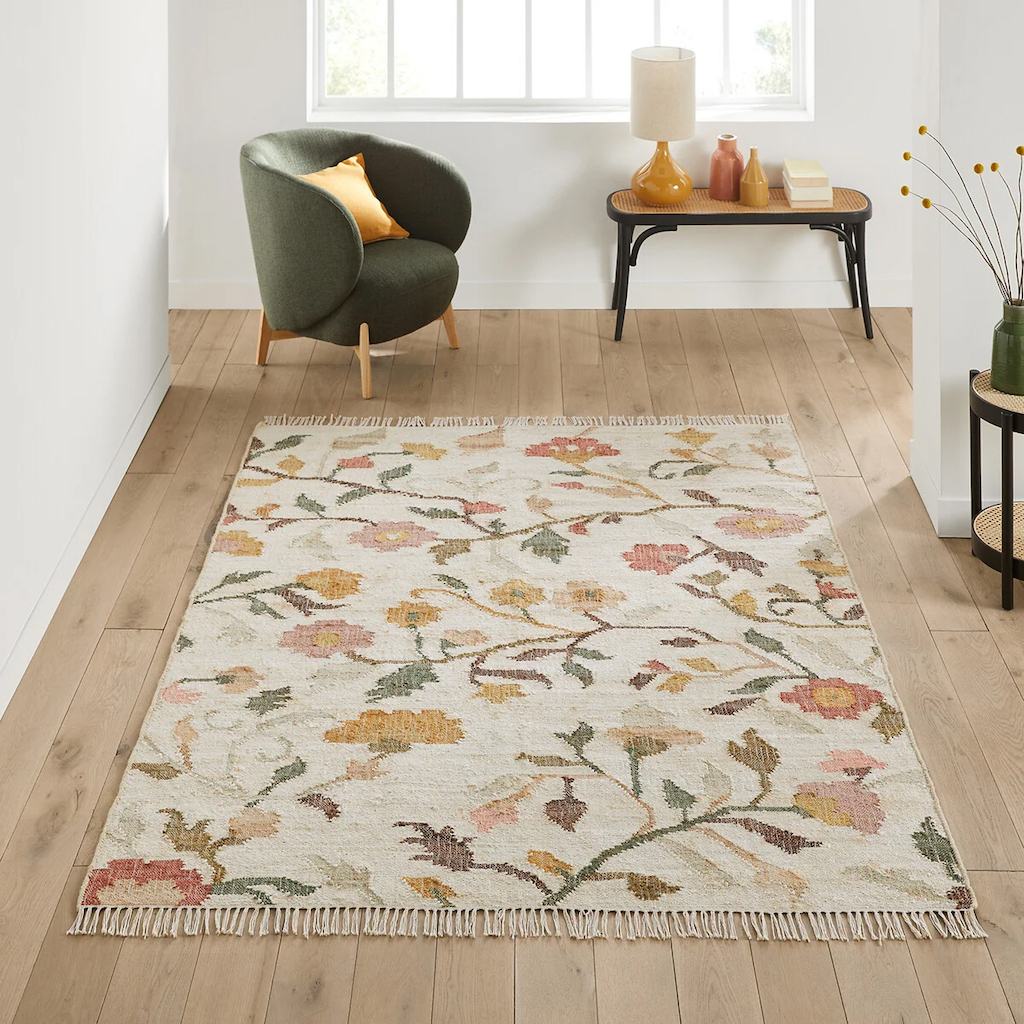 tapis coton fleuri