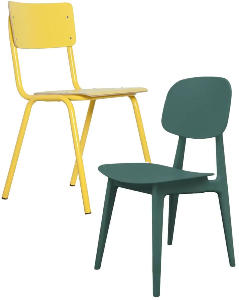 chaises jaune et verte