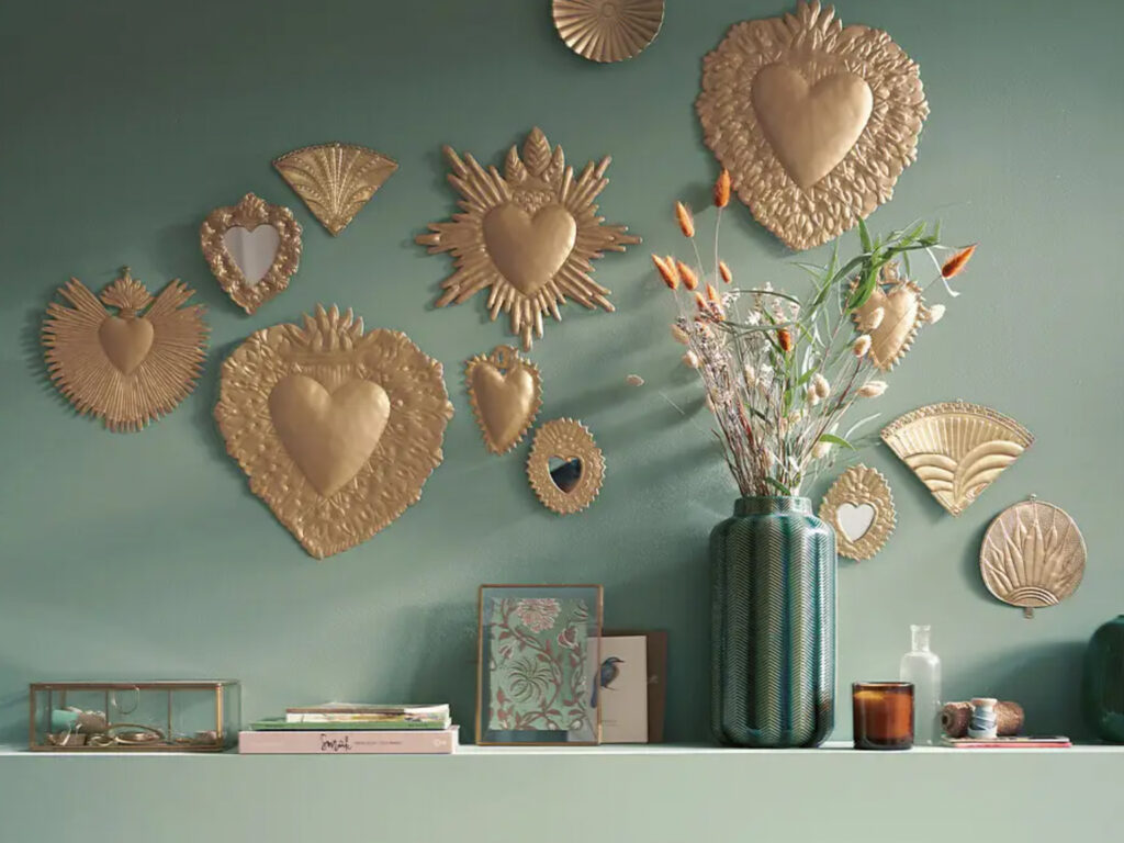 ex-voto-coeur laiton doré mural