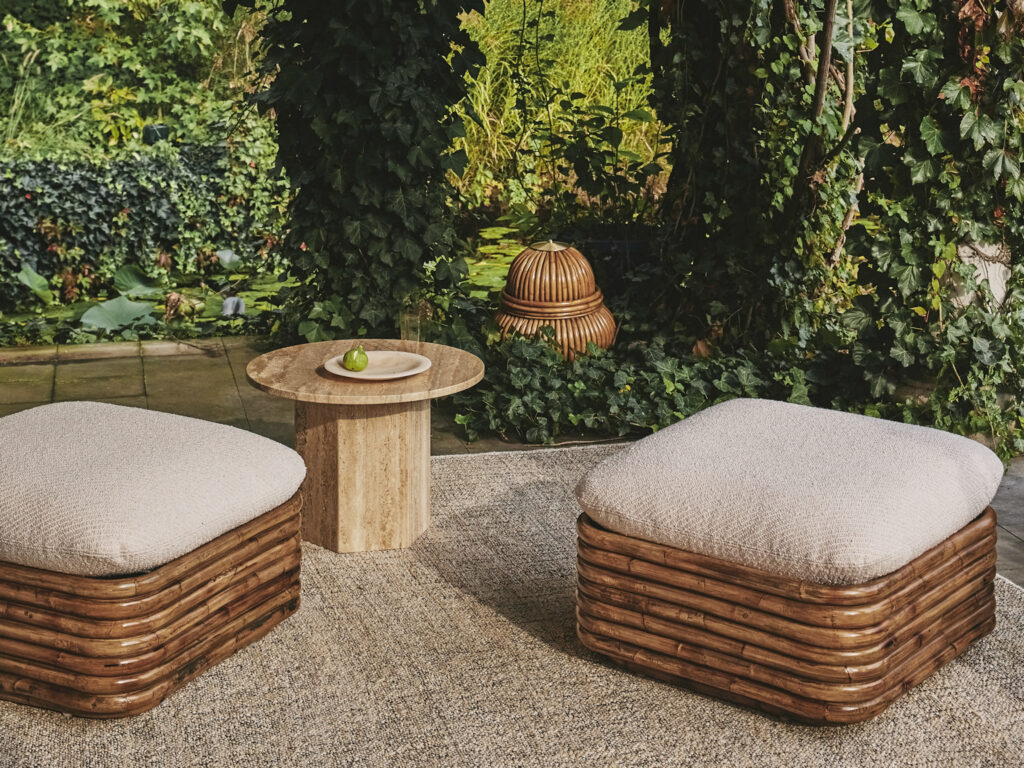 pouf en rotin bohemian 72