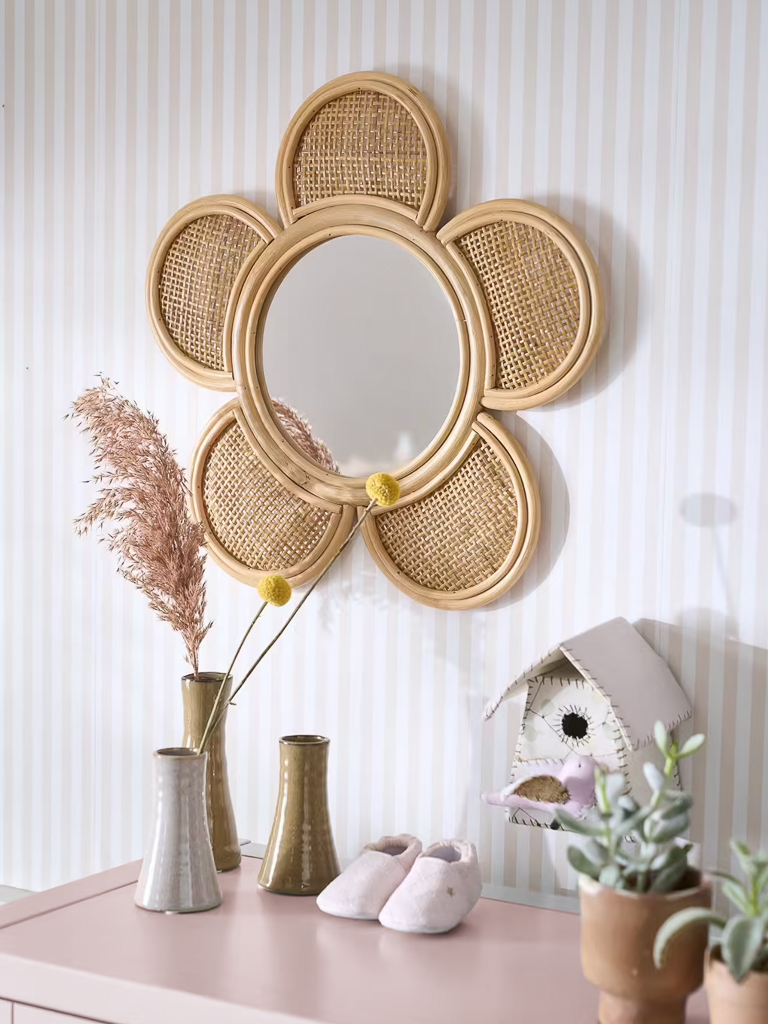 miroir fleur rotin enfant