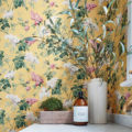 papier peint fleuri jaune