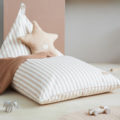 pouf enfant rayé beige et blanc