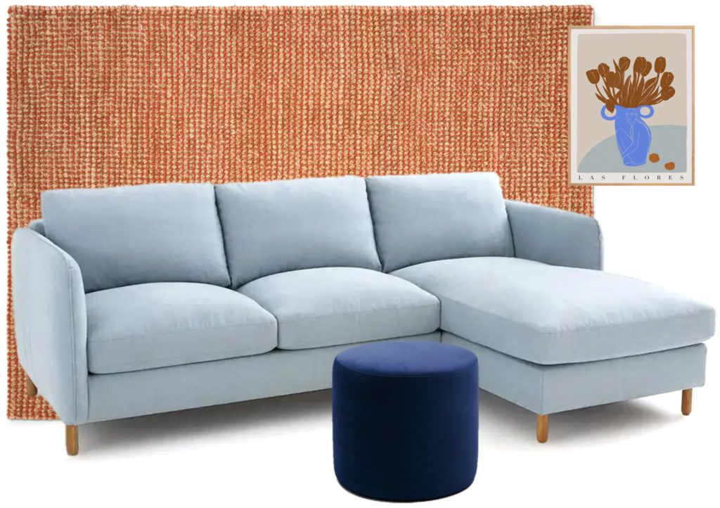 salon bleu et terracotta
